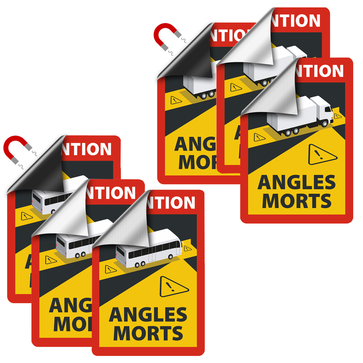 Toter Winkel Aufkleber Angles Mortes für Bus/Wohnmobil oder LKW/Sattelzug