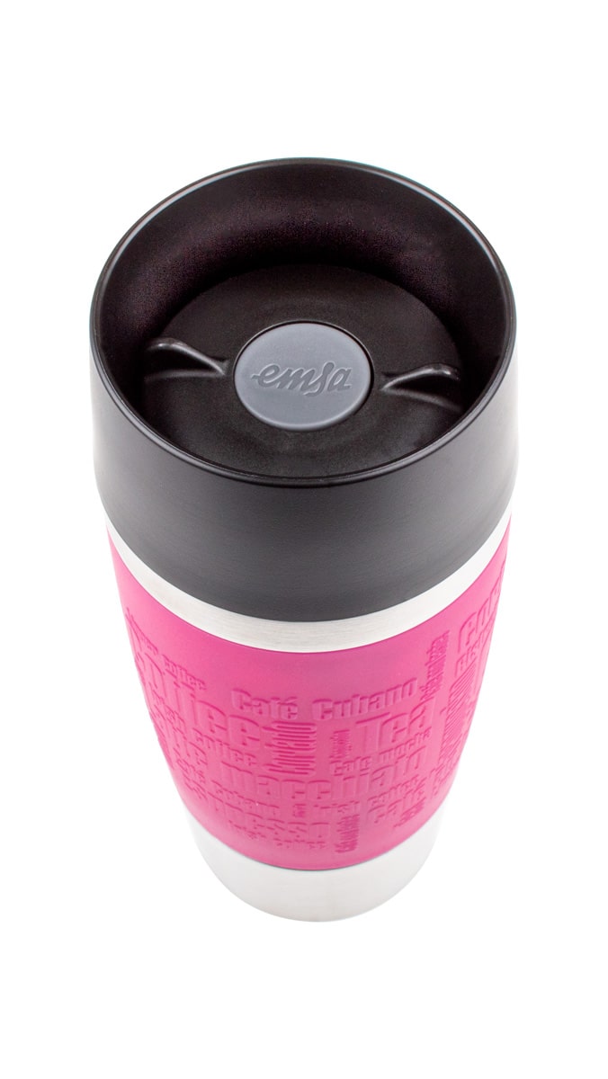 Emsa Travel Mug Classic 360ml Kaffee Himbeer Thermobecher, Edelstahl doppelwandig