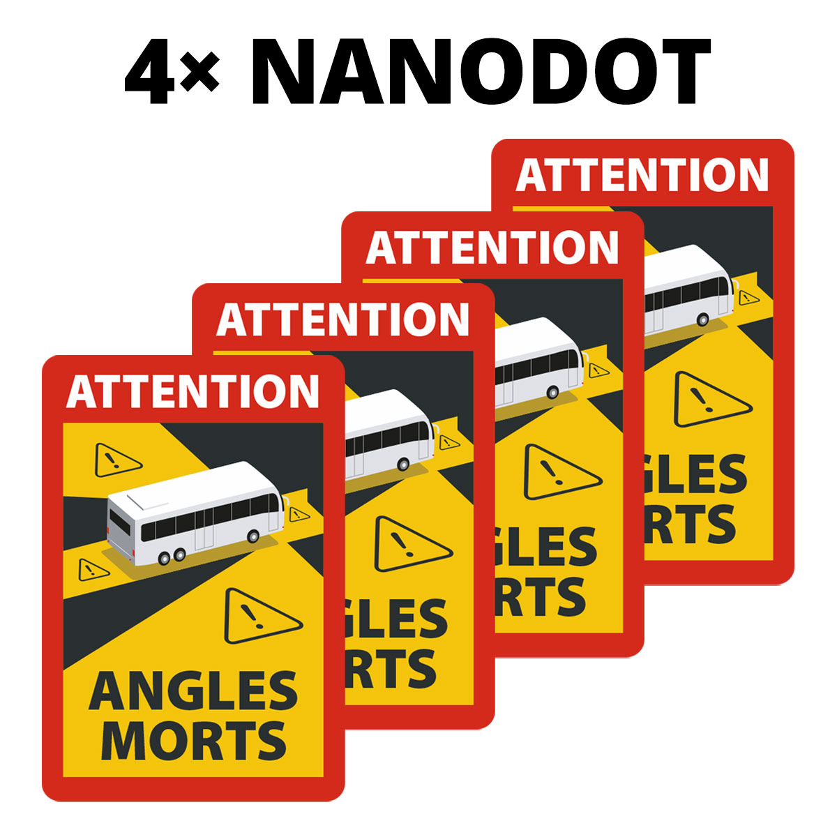 Toter Winkel Aufkleber Angles Mortes AM7 für Bus/Wohnmobil, 4 Stück, nanodot