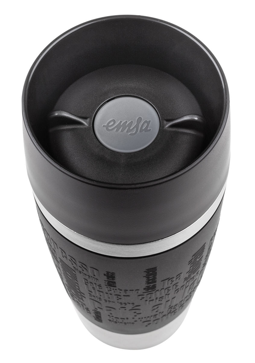 Emsa Travel Mug Classic 360ml Kaffee Schwarz Thermobecher, Edelstahl doppelwandig